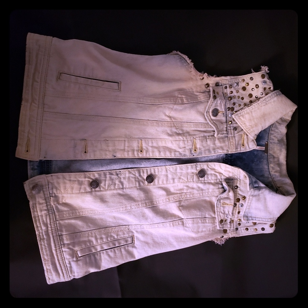 Studded denim vest